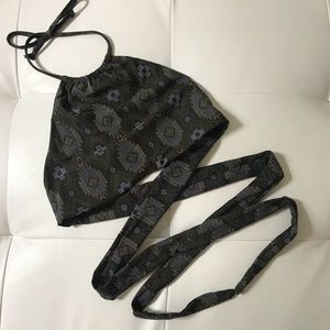 LSpace Lizzie Wrap halter bikini top printed